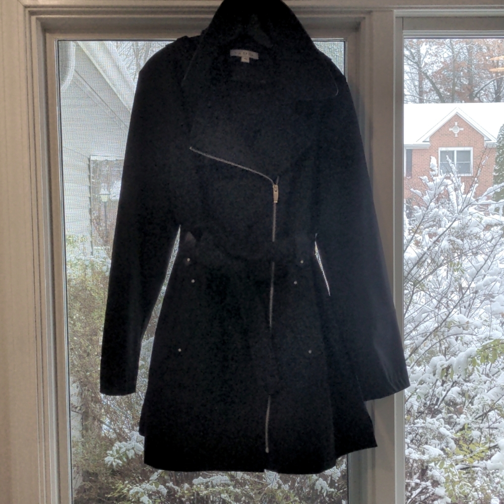 Via Spiga black moto style raincoat